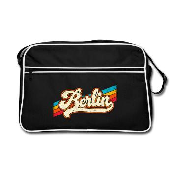 Berlin - Retro Sticker - Deutschalnd - Germany - Retro Tasche - Schwarz/Weiß - Vorne