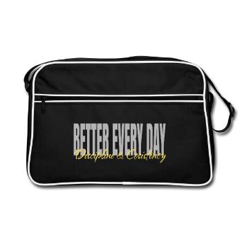 DIVISION ALPHA - Mieux chaque jour - Vêtements de sport - Sac Retro - noir/blanc - Devant