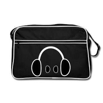 Casque, Dj, Festival de musique - Sac Retro - noir/blanc - Devant