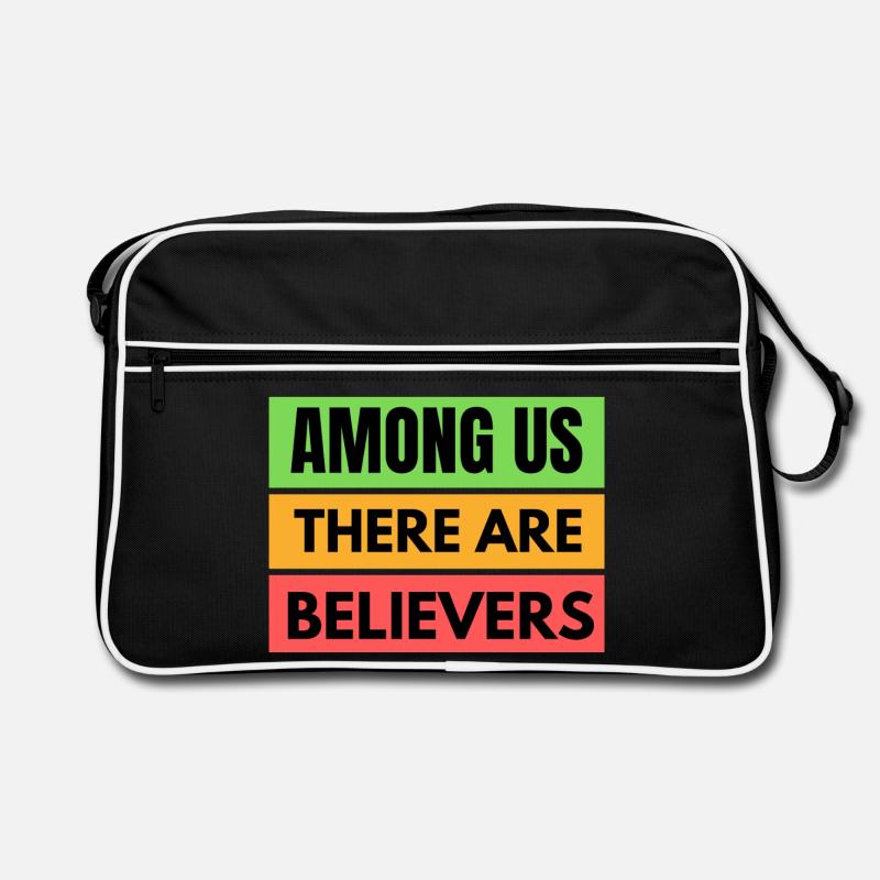 Es gibt Gläubige, gestreifte Botschaft Retro Tasche