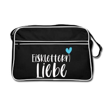 Klettern Eisklettern Liebe Eispickel Geschenk - Retro Tasche - Schwarz/Weiß - Vorne