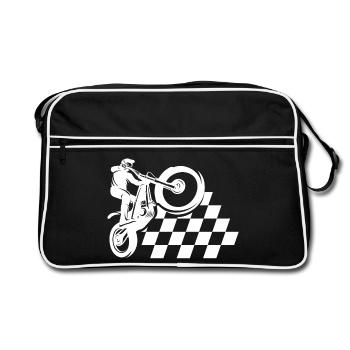 motorcycle, biker, motocross - Retro Bag - black/white - Front