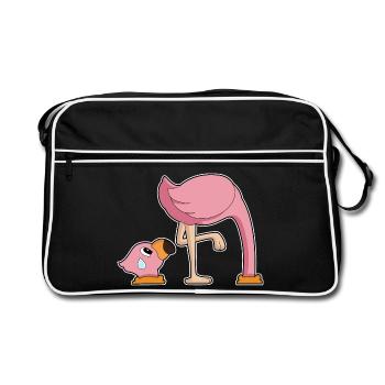 Trou de flamant rose dans le sol - Sac Retro - noir/blanc - Devant