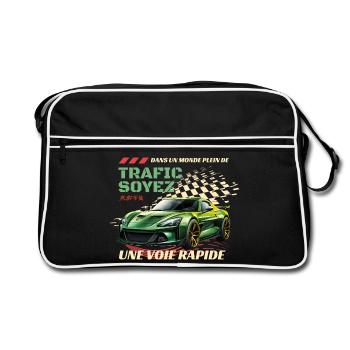 Voie Rapide Verte: Voiture Flamboyante - Sac Retro - noir/blanc - Devant
