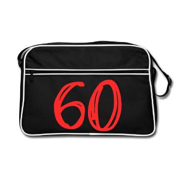 60. 60 YEARS. 60th ANNIVERSARY. 60TH BIRTHDAY. - Retro Bag - black/white - Front