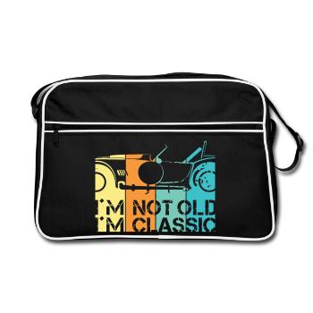 funny sayings old classic car classic car logo - Retro Bag - black/white - Front
