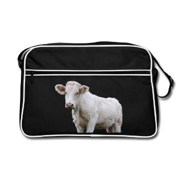 Kuh - Retro Tasche - Schwarz/Weiß - Vorne