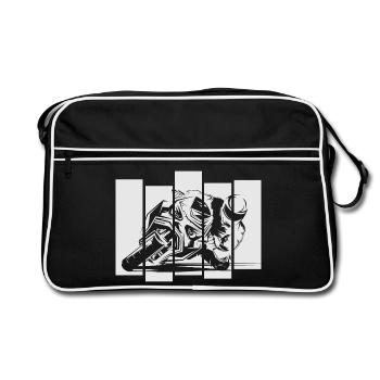 Motorcycle Racing Moto Race Track Symbol Race Bike - Retro Bag - black/white - Front