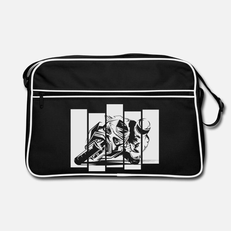 Moto de course moto piste de course symbole vélo de course - Sac Retro - noir/blanc