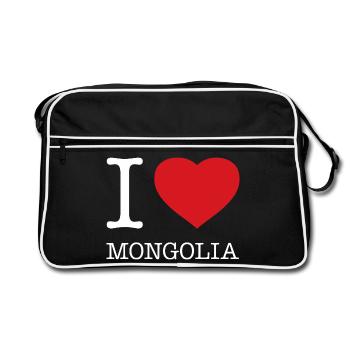 I LOVE MONGOLIA - Retro Bag - black/white - Front