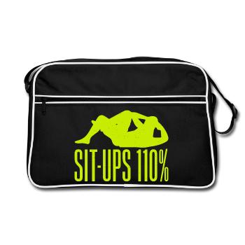 Fanatiques de fitness Redressements assis 110 % Gymnastique suédoise Gym - Sac Retro - noir/blanc - Devant