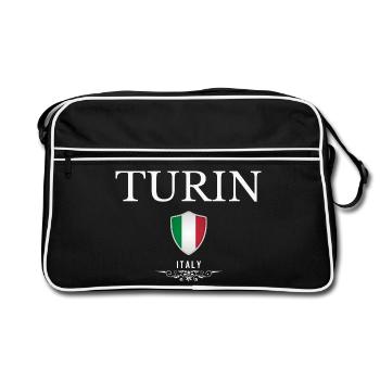 Turin, Italie, souvenir du Torino - Sac Retro - noir/blanc - Devant