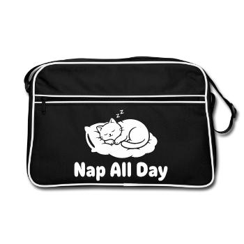 Sieste de sommeil de chat toute la journée - Sac Retro - noir/blanc - Devant