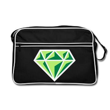 Diamant (pierre précieuse symbole brillant / NEG Gre 3C) - Sac Retro - noir/blanc - Devant