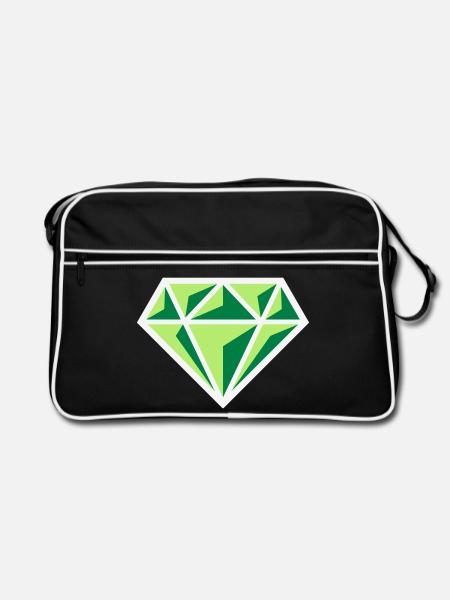 Diamant (pierre précieuse symbole brillant / NEG Gre 3C) - Sac Retro - noir/blanc - Devant