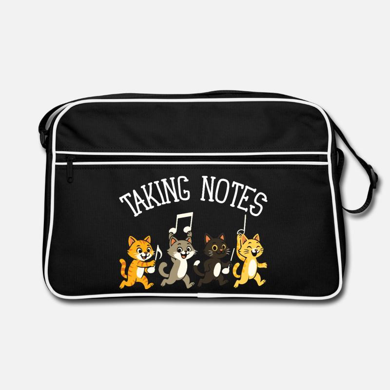 Cat Musical Notes Humor Music Retro Bag