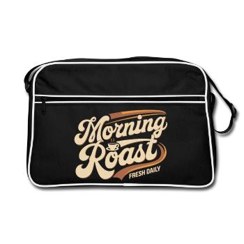 Morning Roast – Fresh Daily Coffee - Retro Tasche - Schwarz/Weiß - Vorne