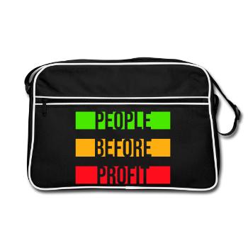 People Before Profit Activism Justice Logo - Retro Bag - black/white - Front