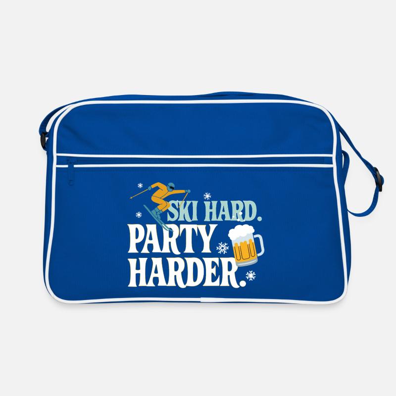Fête Hard Ski Plus Hard Après Ski Spruch Sac Retro