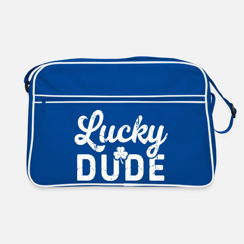 Glücklicher Typ mit Vierblattklee Retro Tasche