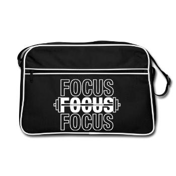 FOCUS Gym Motivation Barbell - Sac Retro - noir/blanc - Devant