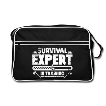 Bushcraft Survival Expert in Training - Retro Tasche - Schwarz/Weiß - Vorne