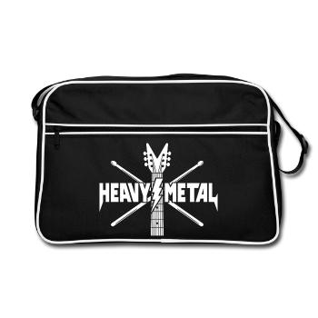 Logo guitare et baguettes de Heavy Metal - Sac Retro - noir/blanc - Devant