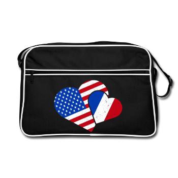 Frankreich USA Liebe Französisch Amerikanisch - Retro Tasche - Schwarz/Weiß - Vorne
