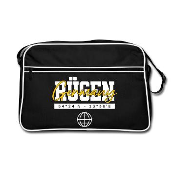 Rügen Deutschland Koordinaten Reise Souvenir - Retro Tasche - Schwarz/Weiß - Vorne