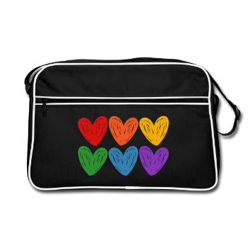 Cœurs arc-en-ciel LGBTQIA - Sac Retro - noir/blanc - Devant