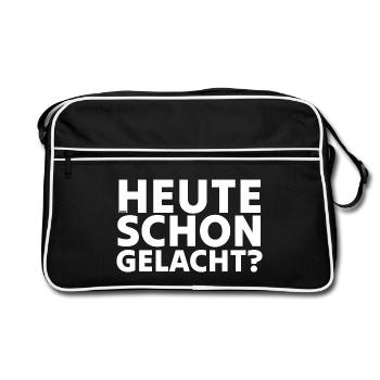 Heute schon gelacht? - Retro Tasche - Schwarz/Weiß - Vorne
