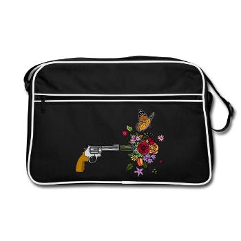 Die Pistole des Friedens - Retro Tasche - Schwarz/Weiß - Vorne