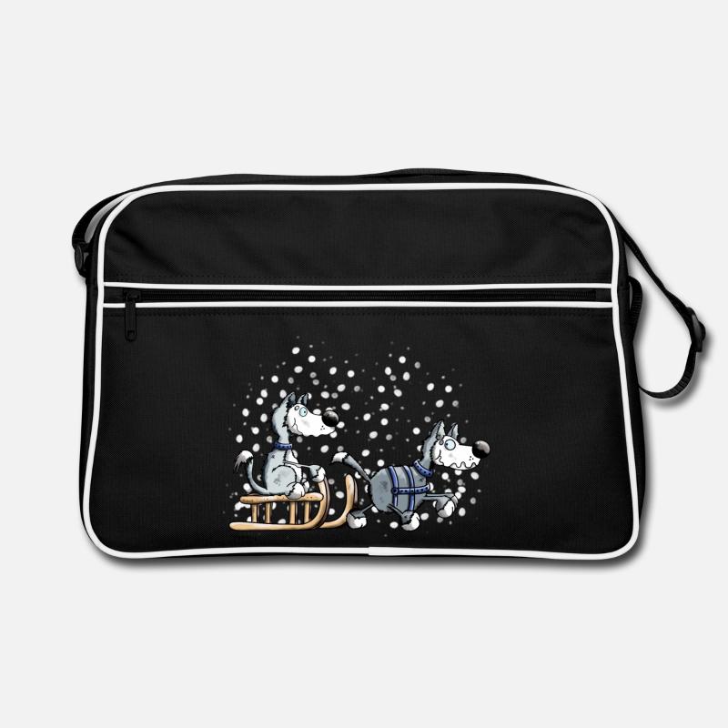 Drôle Huskies - Sac Retro - noir/blanc