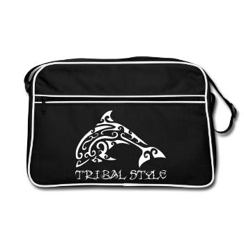 White dolphin of Polynesia - Retro Bag - black/white - Front