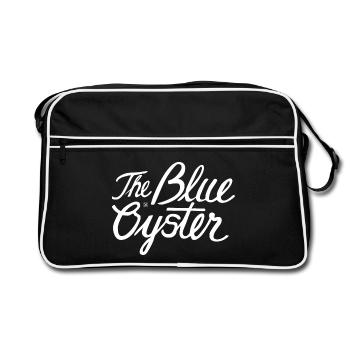 Blue Oyster Script Logo - Retro Bag - black/white - Front