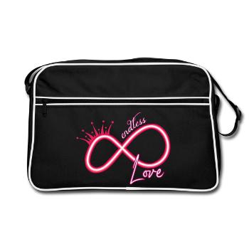 Unendlichkeitszeichen neon endless love - Retro Tasche - Schwarz/Weiß - Vorne