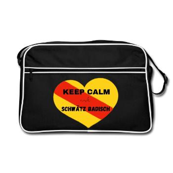 Keep calm and schwätz Badisch - Retro Tasche - Schwarz/Weiß - Vorne