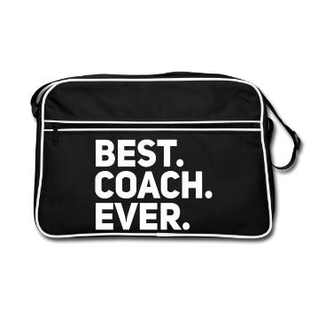 Bester Trainer aller Zeiten - Retro Tasche - Schwarz/Weiß - Vorne