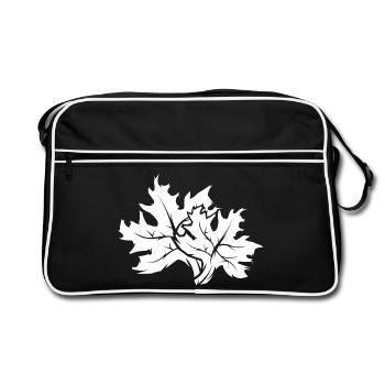 leaves icon logo icon graphic forest trees nature - Retro Bag - black/white - Front