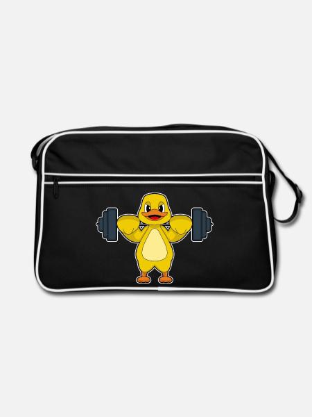 Culturiste Canard Bodybuilder Barbell Bodybuilding - Sac Retro - noir/blanc - Devant