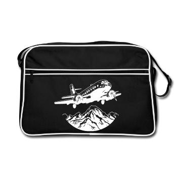 Airplane Drawing - Retro Bag - black/white - Front