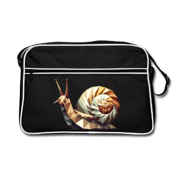 Escargot géométrique – Art Low-Poly stylisé - Sac Retro - noir/blanc - Devant
