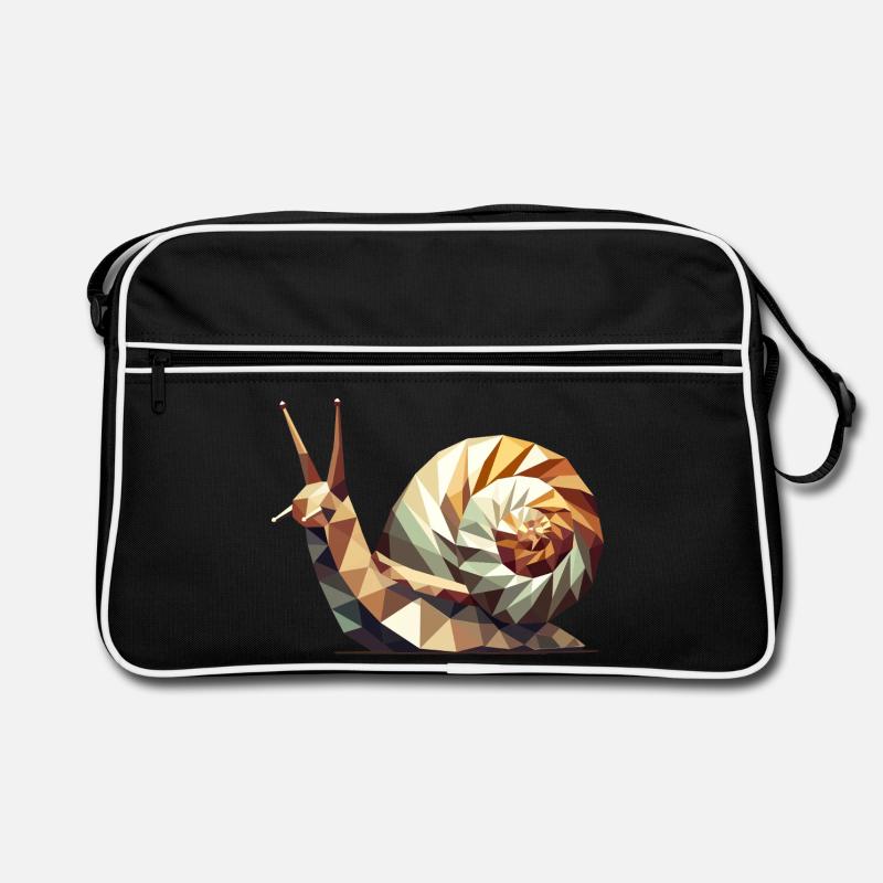 Geometric Snail – Stylized Low-Poly Art Retro Bag
