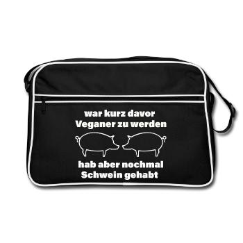 SCHWEIN GEHABT - Retro Tasche - Schwarz/Weiß - Vorne
