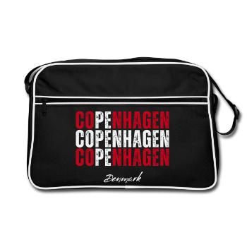 Kopenhagen Dänemark, Erinnerung an Kopenhagen - Retro Tasche - Schwarz/Weiß - Vorne