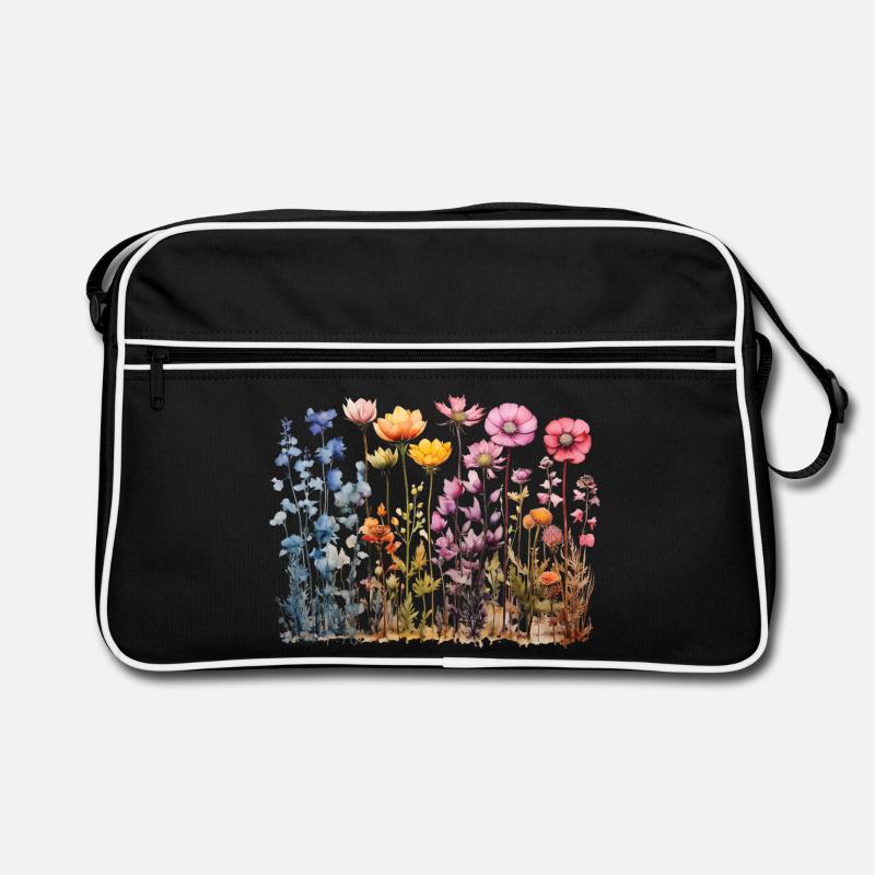 Coloré Fleur Prairie Conception d’aquarelle Sac Retro