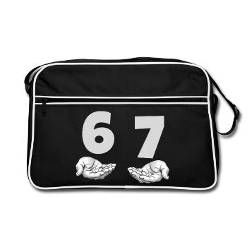 Drôle 67 Meme Mains Gen Alpha Humour - Sac Retro - noir/blanc - Devant