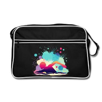 Nageuse, femme natatrice, monitrice de natation - Sac Retro - noir/blanc - Devant