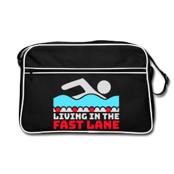 La vie dans la piscine flottante à toute vitesse, drôle de diction - Sac Retro - noir/blanc - Devant