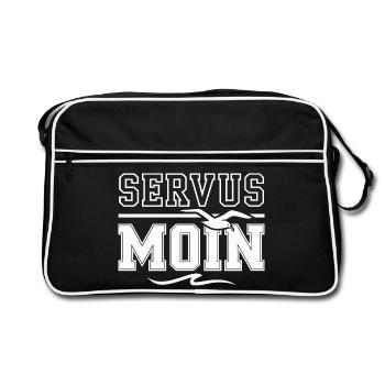 Servus Moin mer du Nord Vague côtière de mouette - Sac Retro - noir/blanc - Devant
